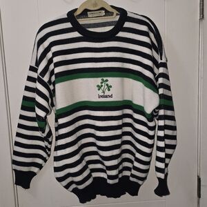 Ireland Striped Sweater - Black, White, and Green